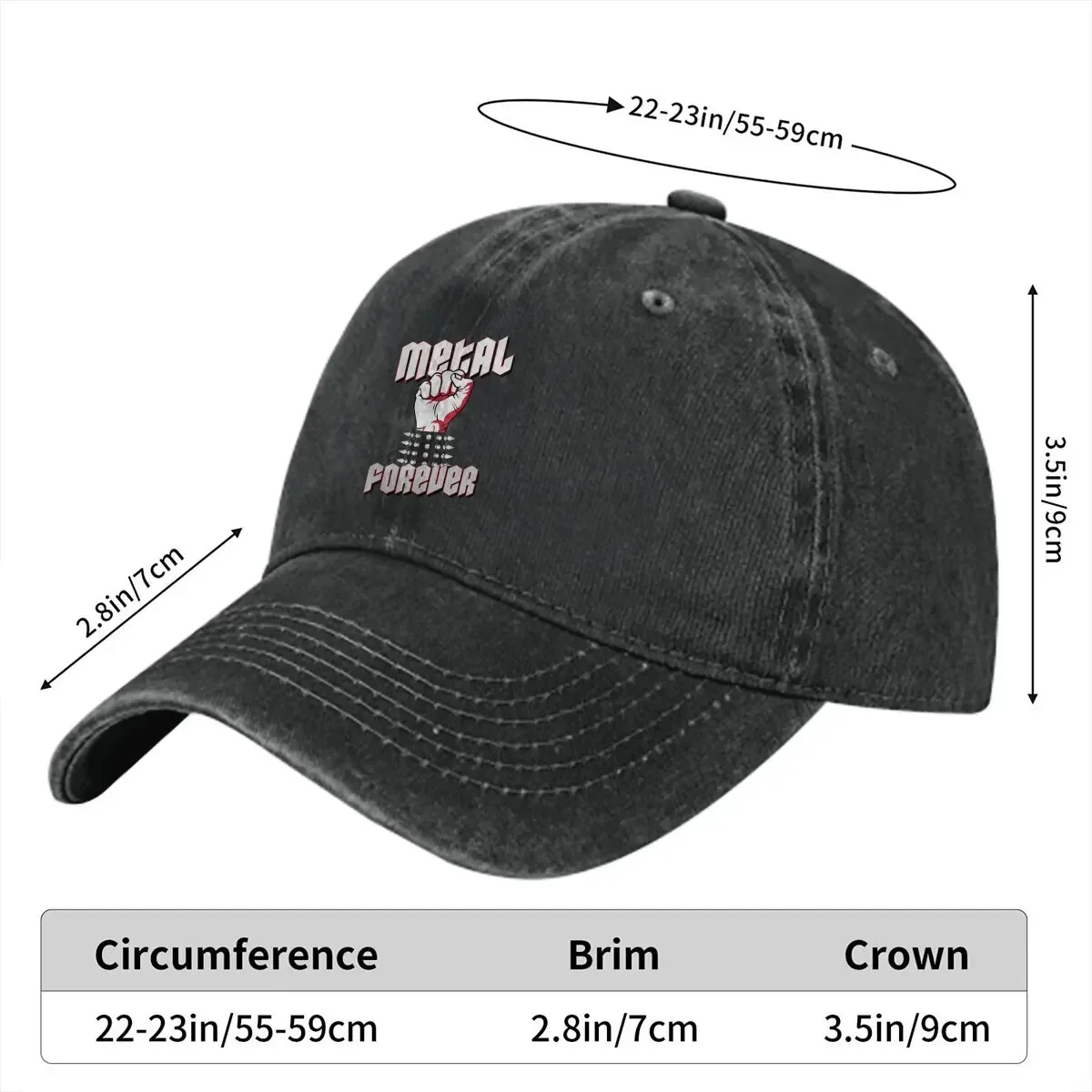 Metal Forever Baseball Cap Men Hats Women Visor Protection Snapback Heavy Black Caps