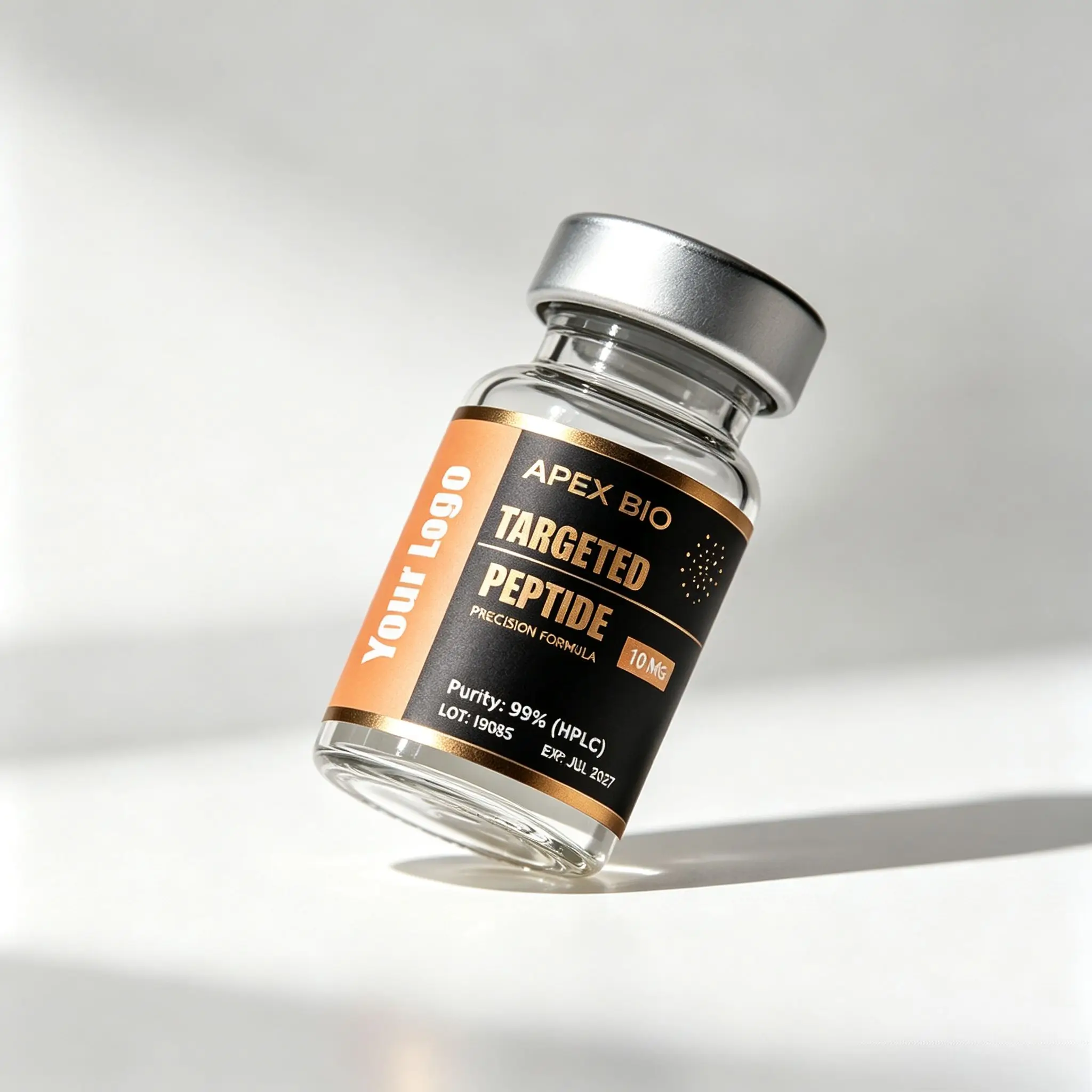 Premium Custom Full Set Peptide Vial Packaging Color Boxes Waterproof Self Adhesive Stickers For Skin Care Supplement