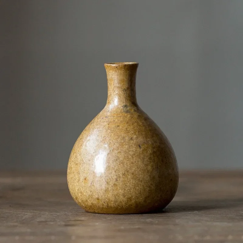 Stoneware Old Rust Porcelain Water Drop-Shaped Vase Decorative Bottle, Dried Flower Hydroponic Vase Home Decoration Ornamentst