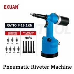 Pneumatic Riveter Industrial Rivet Nut Gun Automatic Pneumatic Pulling Hat Gun Rivet Machine Quick Riveting Nut Tools Set M3-M12