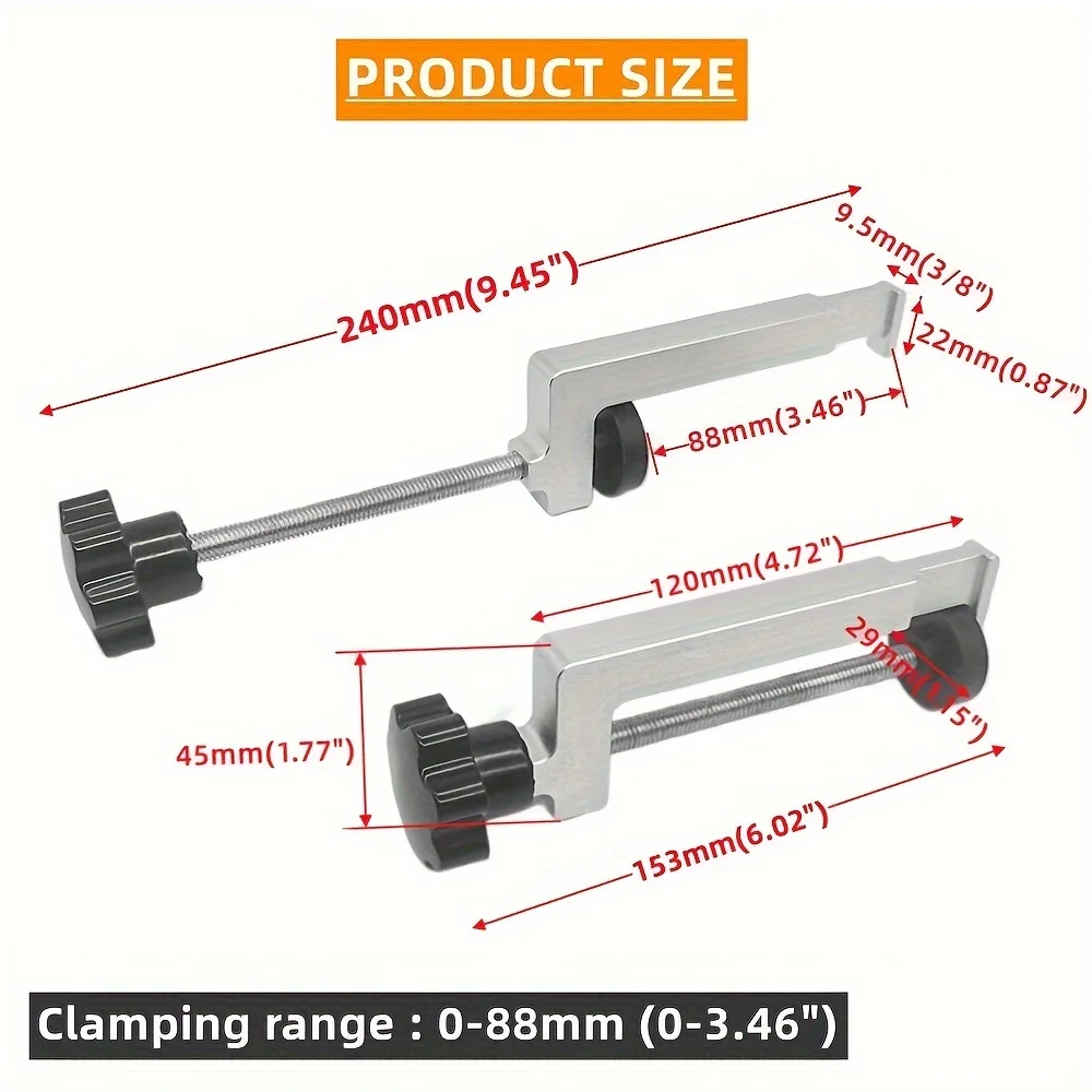 2Pcs Table Clamp Universal Fence / T-Slot / Table Saw Guide Rail Clamps - Aluminum Fixed Clamp for Workbench Woodworking Tools