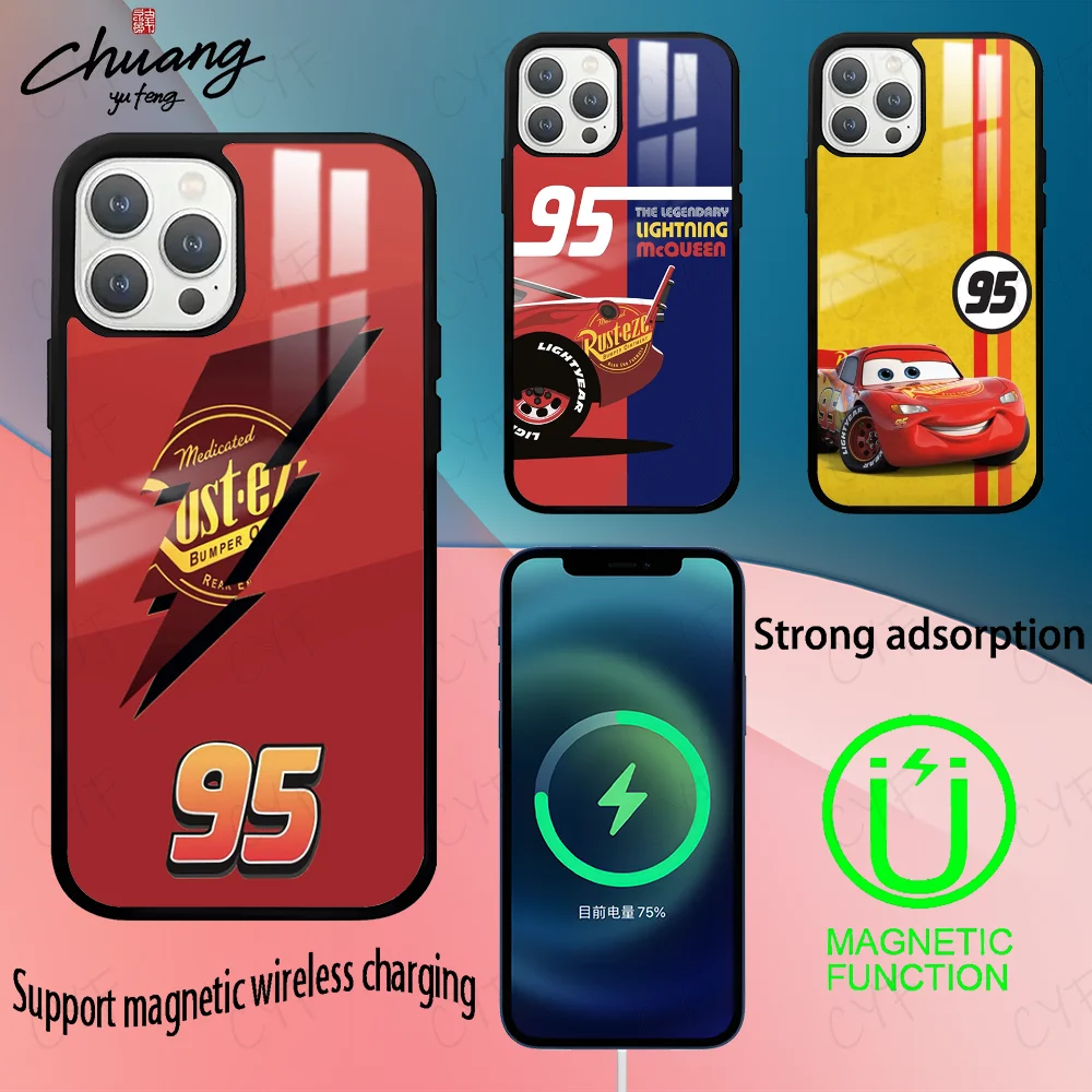 รถยนต์L-LighTNing M-McQuEEn-Sเคสโทรศัพท์สําหรับ11 12 13 14 15 16Pro Max Mini Plusแม่เหล็กที่แข็งแกร่งฝาครอบโทรศัพท์