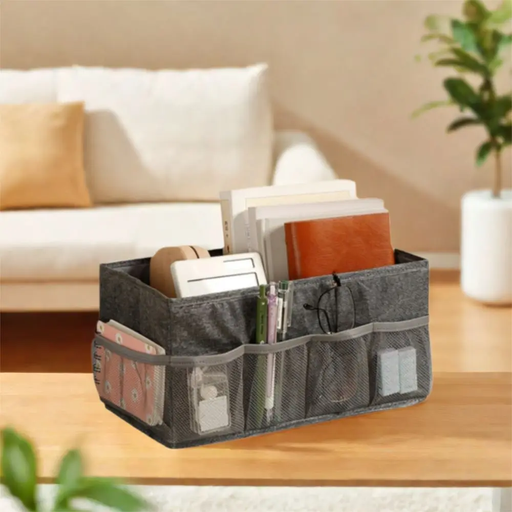 

2Pcs Fabric Underwear Storage Box Foldable Large Capacity Cosmetic Storage Box with Mesh Pockets Sundry Storage Box Desktop