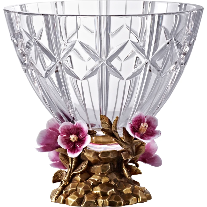 

Luxury high-end European flower season series crystal glass fruit plate candy plate living room dining room ornament