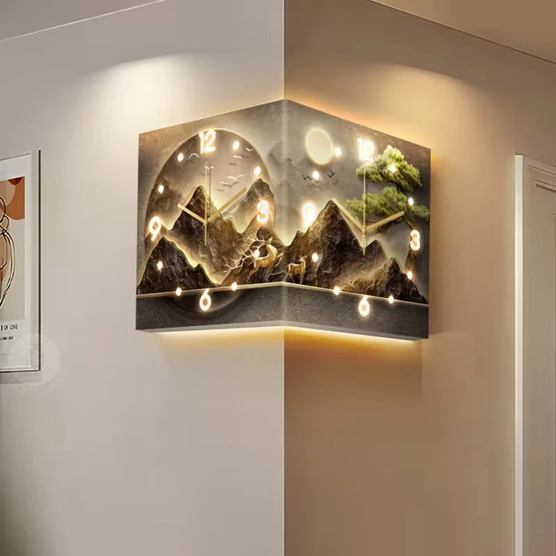 Nordic Led Digital Wall Clocks Luxury Wall Lamps LED Restaurant Living Room Entrance Hall Bedside