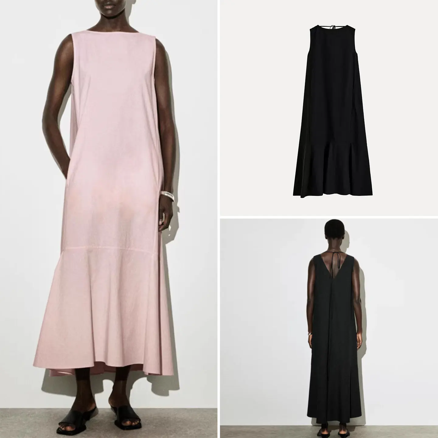 

Платье миди стандартного кроя для женщин, черно-розовое, повседневное, с естественной линией талии, А-силуэт, для весенне-летнего и осеннего сезонов