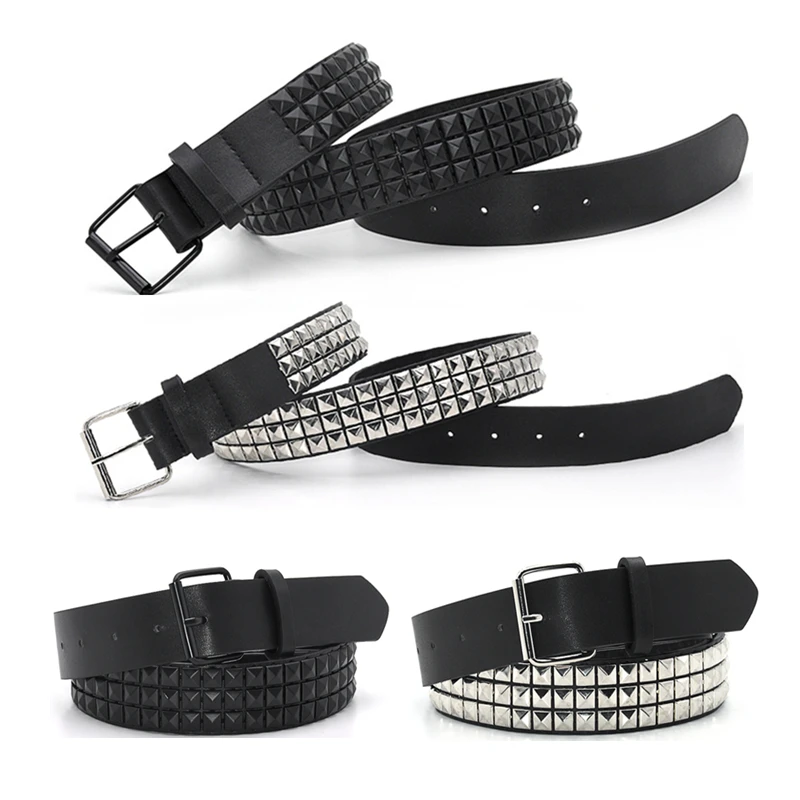 Pyramid Fashion Rivet Belt Men&Women's Studded Belt Punk Rock With Pin Buckle Drop Shipping Black