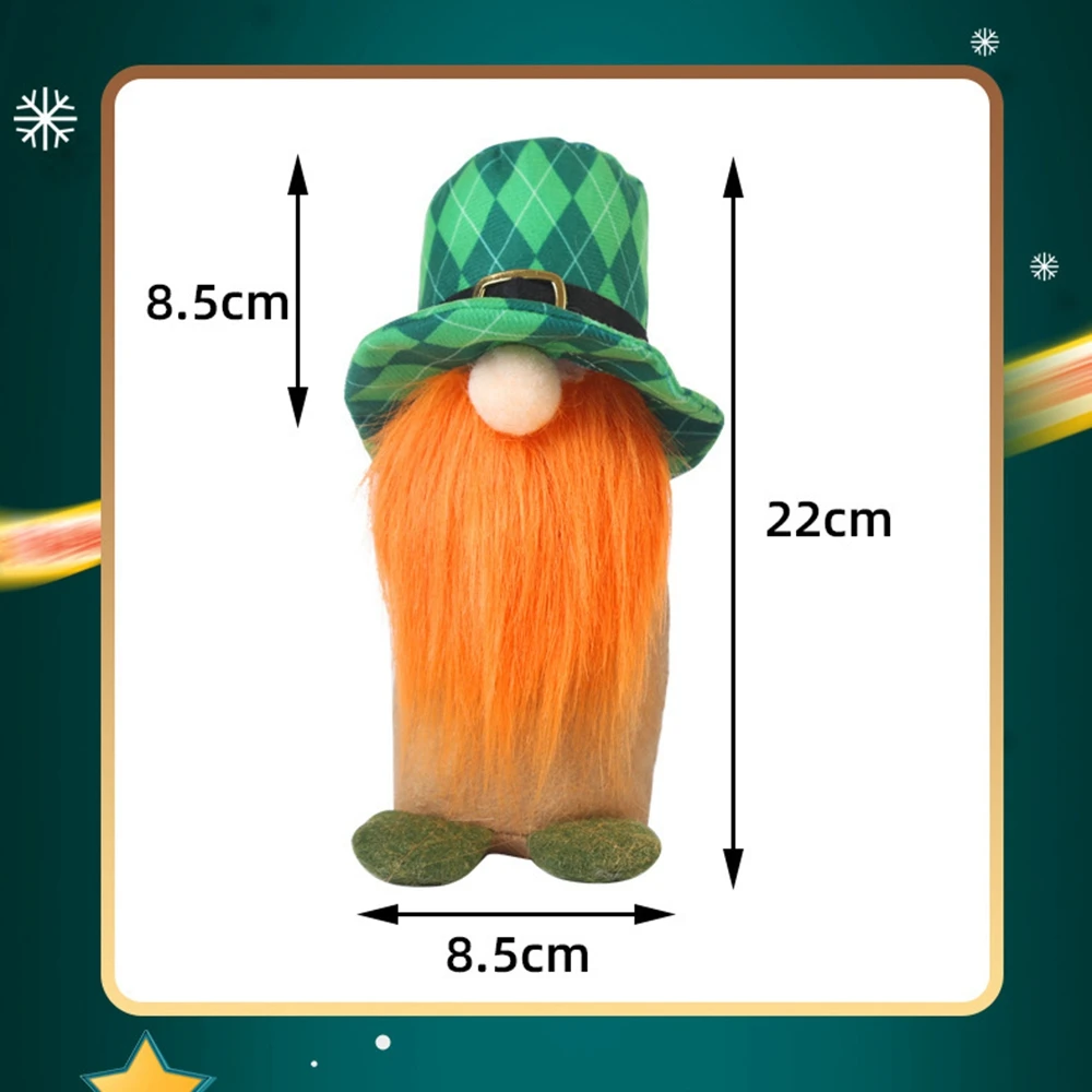 St. Patrick's Day Gnome Plush Doll Handmade Irish Elf Home Ornaments Leprechaun Clover Figurines Spring