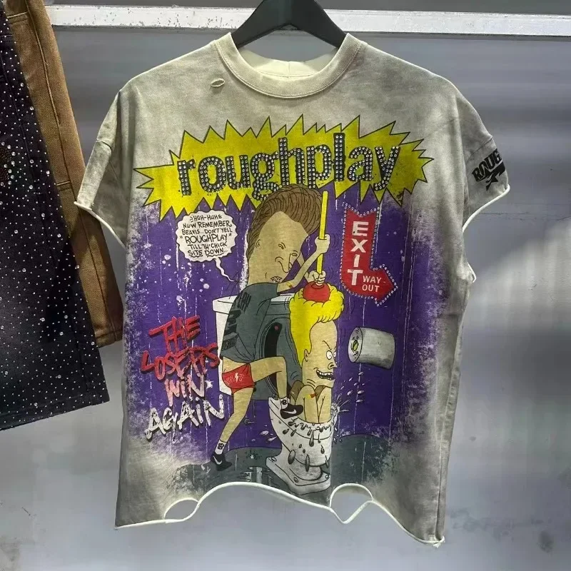 Hot Drill Rough Oversized Shirts Men Women American Hip Hop Short Sleeves