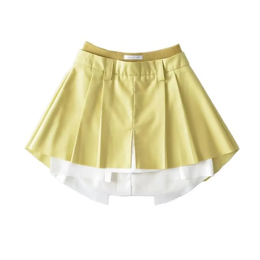 

Women's Korean Style Academic High Waist Pleated Skirt Anti-Light Stitching Thread Detailing Fashionable Women's Skirt