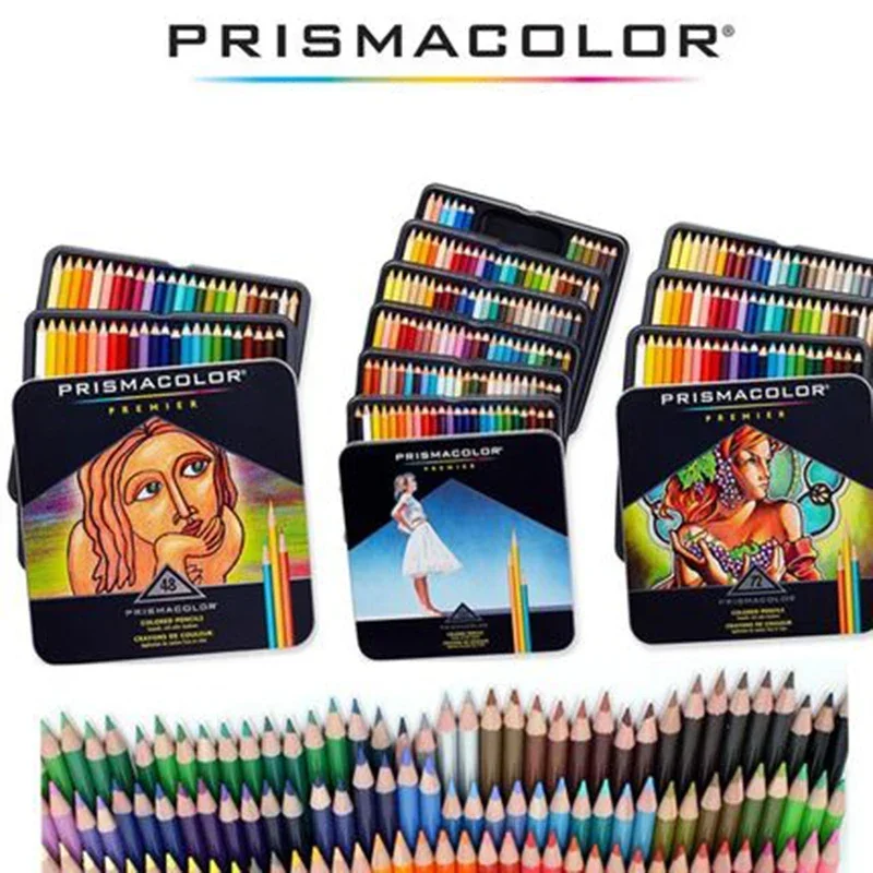 Цветные карандаши Prismacolor Premier USA, мягкие, толстые сердечники, светостойкий материал для рисования, масляные цвета, 12/24/48/72/132/150 цветов