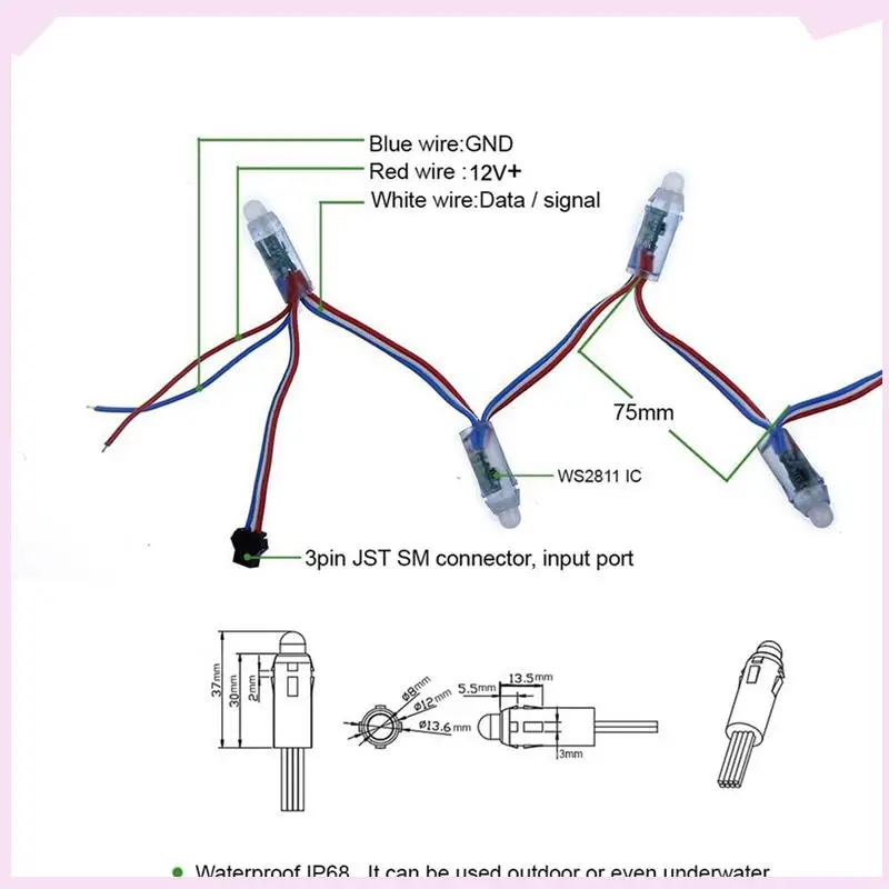 B24B 400Pc WS2811 RGB LED Pixels Licht Individueel Adresseerbaar 12Mm Diffuus Digitale Full Color LED Pixel Module Licht DC12V