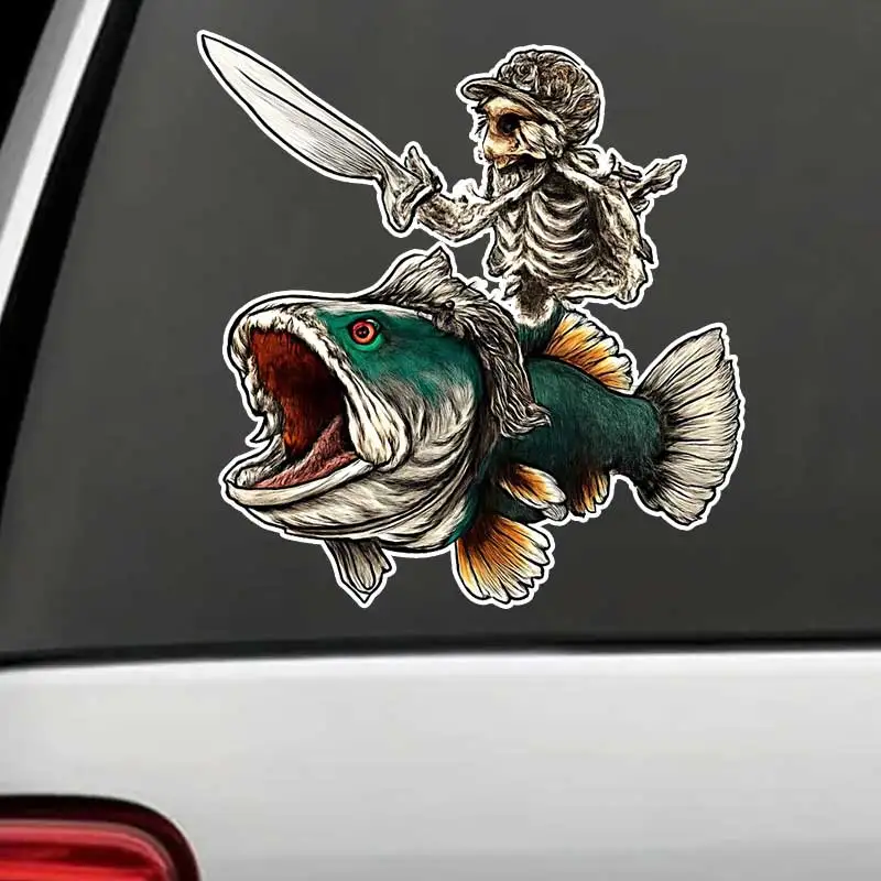 Автомобильная наклейка со скелетом и рыбой - Waterproof Vinyl Decals Auto Body Window Decor Motorcycle Helmet Stickers OZ560