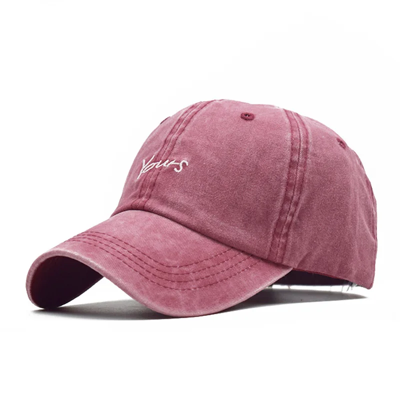 

Unisex Yours Letter Embroidery Washed Cotton Baseball Cap Adjustable Vintage Distressed Hats for Women Men Gorras Para Hombres
