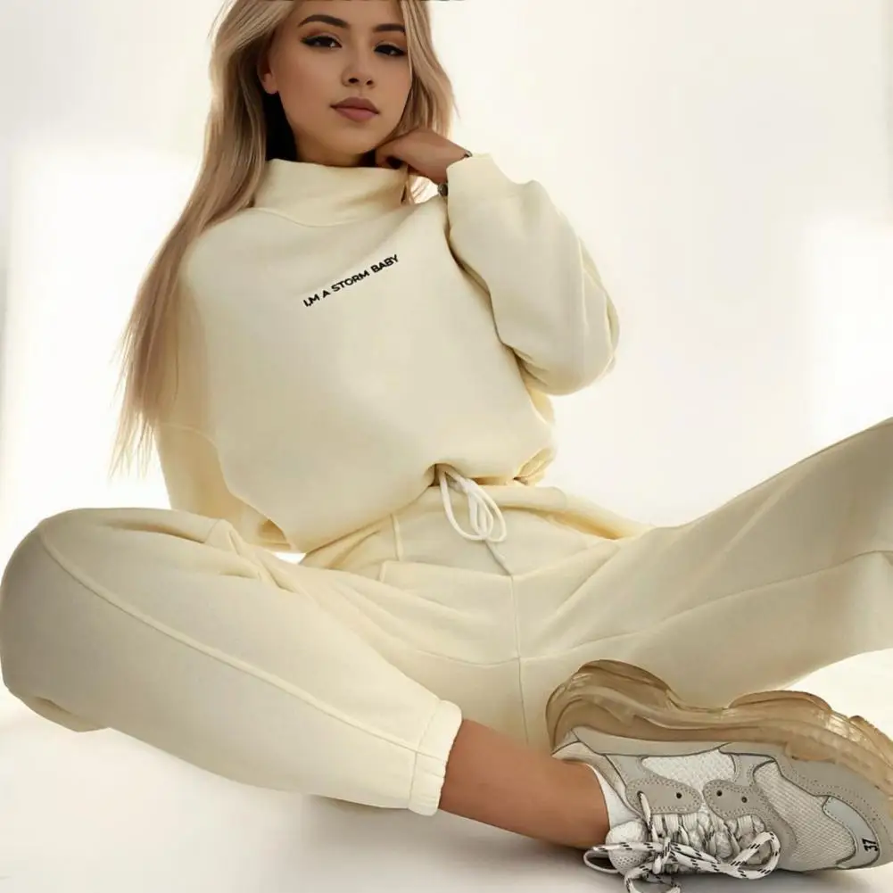 Lady Fall Winter Tracksuit Women Commuter Suit Women's Stand Collar Sweatshirt High Waist Trousers Set for Sport Fitness Long