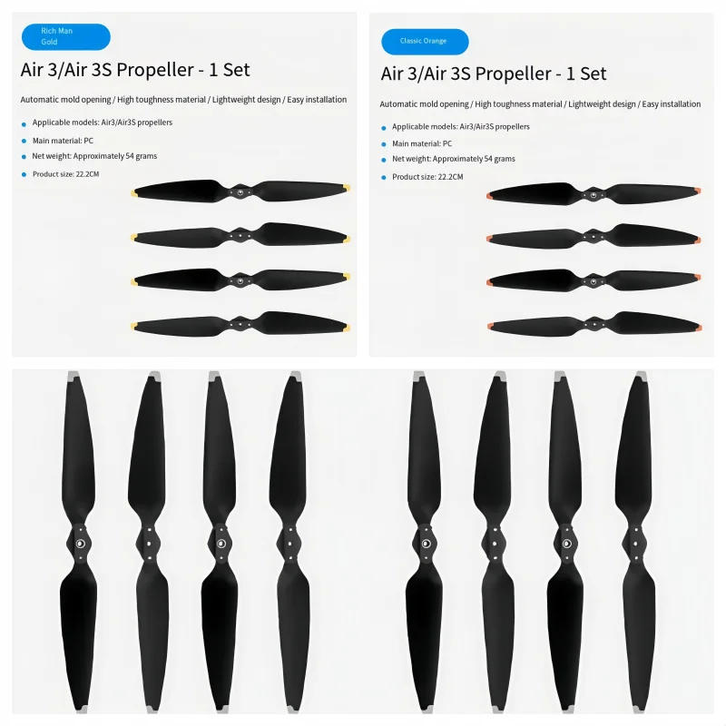 Propeller forDJI Air 3/3S Classic Quick Release Foldable Blade Light Weight Screw Wing Replacemen Accessories CW/CCW Propeller