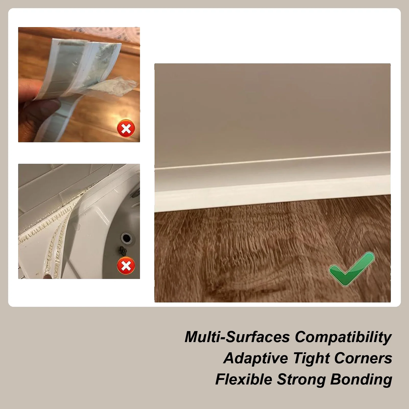 Caulk Tape Bathroom Sealing Caulk Tape For Floor Trim Heavy-Duty Caulking Trim Sealing Sticker For Countertop Bathroom Toilet
