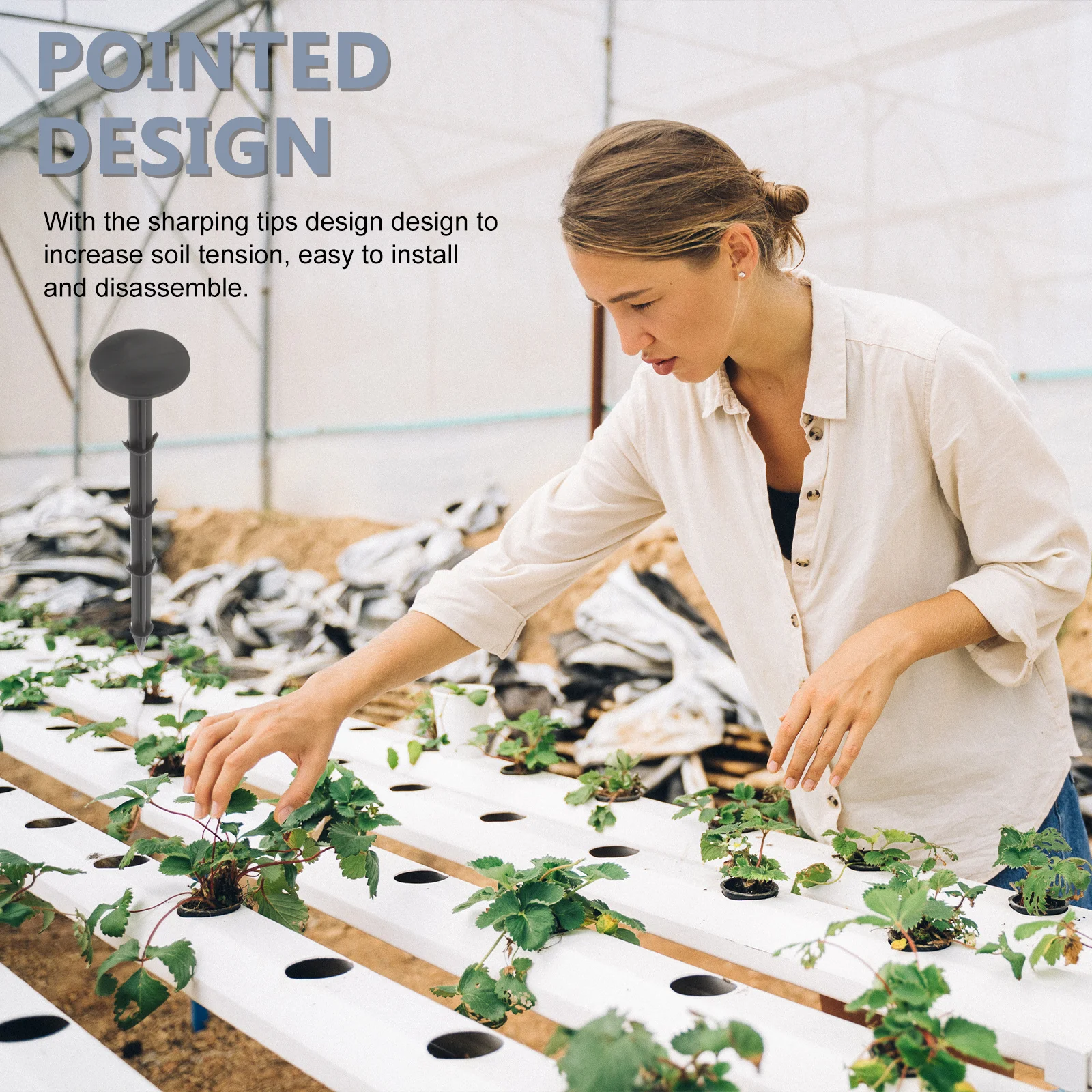 

20Pcs Lawn Ground Stakes Sharp Plastic Design for Garden Netting Artificial Grass Landscaping Stakes for Gardening