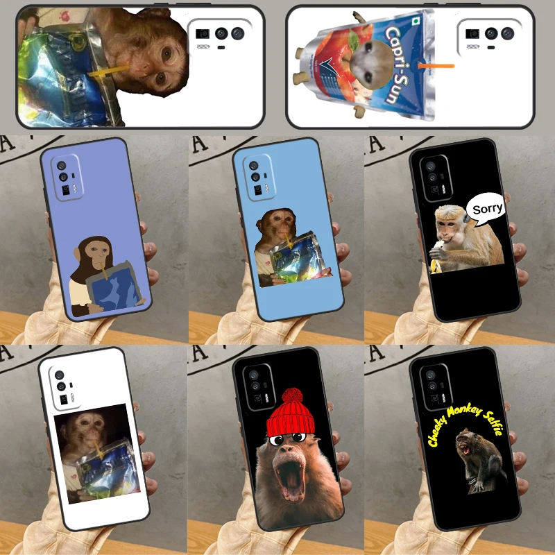 Monkey Sipping  Capri Meme Case For POCO F5 Pro X5 X3 M5s C40 F3 F4 X4 GT Cover For Xiaomi 13 12 Lite 11T 12T Pro 12X