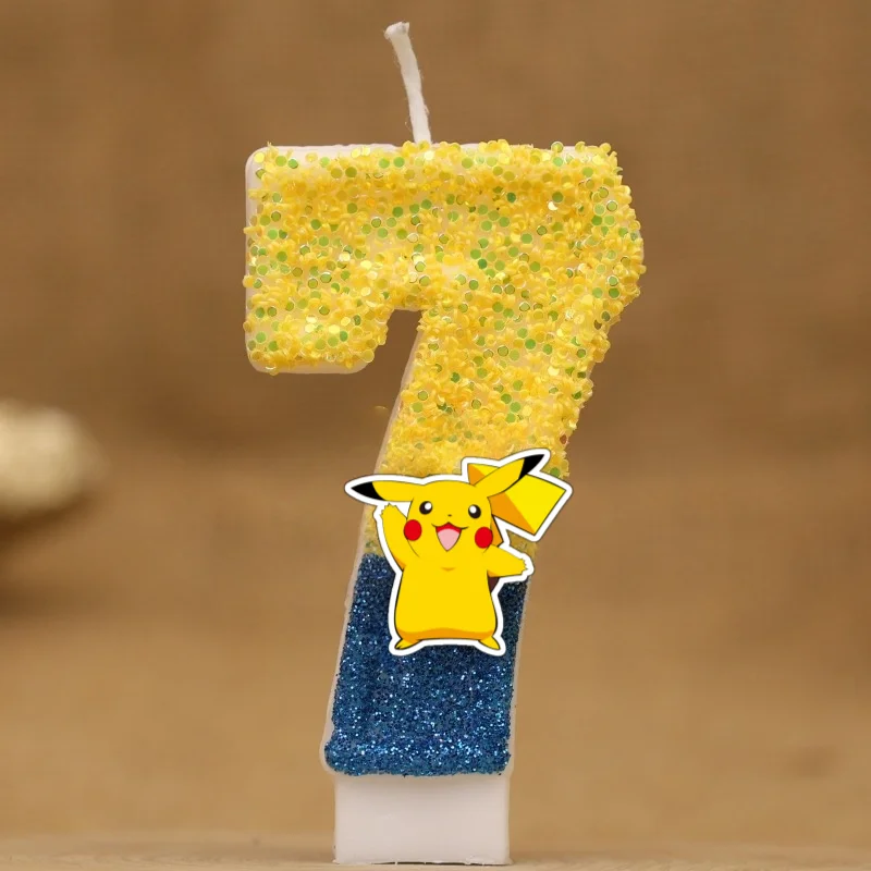 Pikachu Kaars Taart Anime Figuur Pikachu Nummer 0-9 Verjaardagstaart Kaars Kids Baby Douche Taart Topper Decoratie Benodigdheden