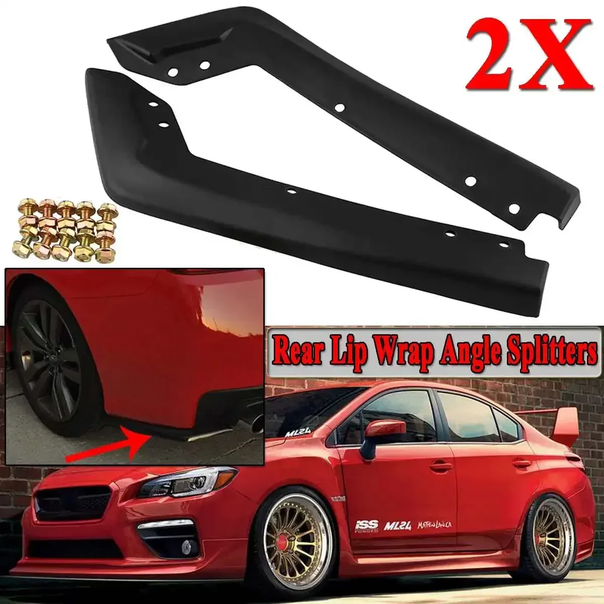 2PCS Car Rear Bumper Lip Spat Valance Lip Splitters Protection For Subaru Impreza WRX Sti OE Style 2015 2016 2017 2018 Body Kit