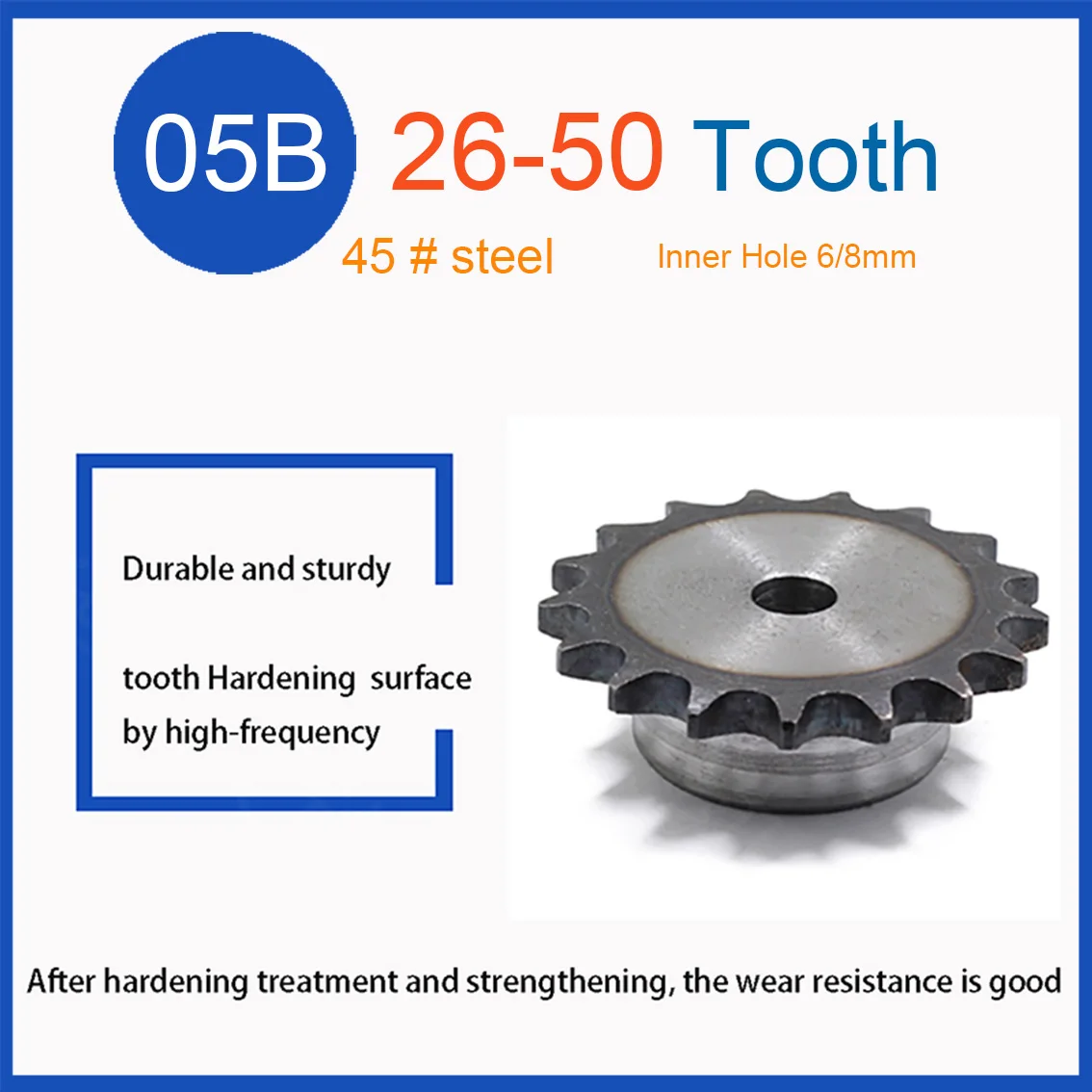 1PCS 26/27/28/29/30/35/36/40-50 Teeth 05B Chain Gear 45 # Steel 8mm/10mm Aperture Industrial Sprocket Motor Chain Drive Sprocket