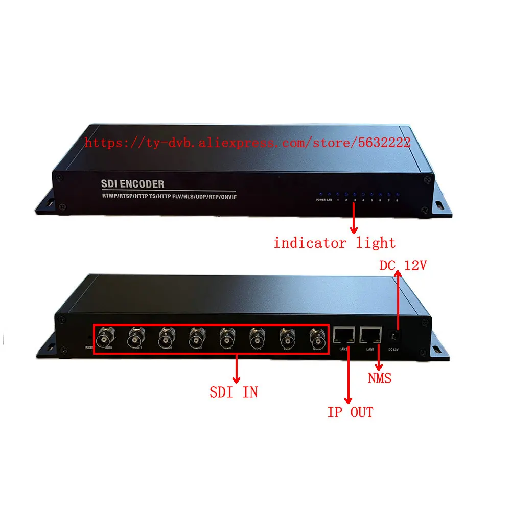 Codificador SDI de 8 canales SDI a IP http rtmp udp rtsp hls SRT H.264 H.265 IPTV CATV codificador de vídeo en red codificador en vivo