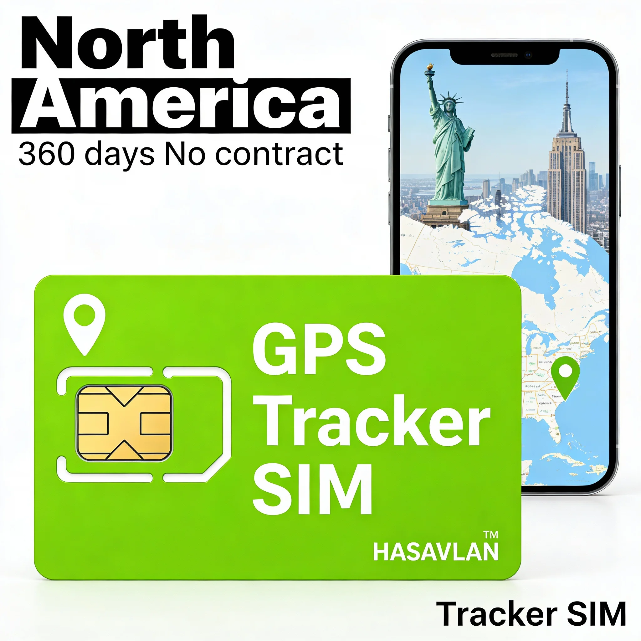 SIM Card Suitable for North American CAT1/CAT4 GPS Trackers -4G LTE, Supports Gateway 360MB/360 Days, No Contract