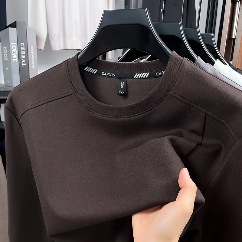 العلامة التجارية الأصلية جودة تي شيرت رجالي الخريف رائعة س الرقبة بلون كم طويل بلوفر أنيق تنوعا الاتجاه الرجالي