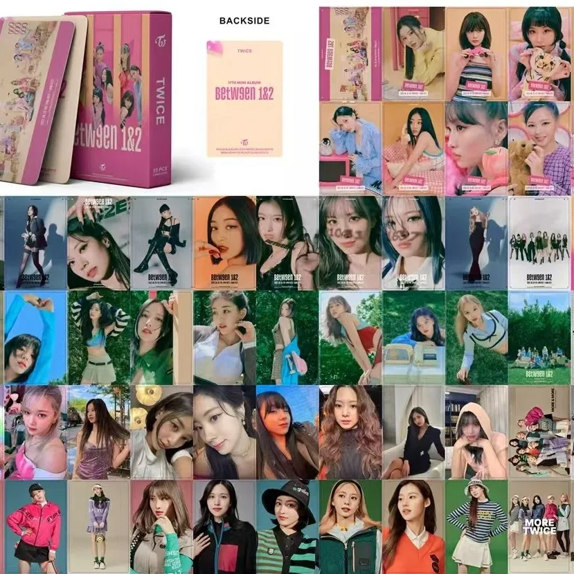 55Pcs/Set Kpop Photocards TWICE Cute Lomo Cards Stars Album Print HD Between Double Side Fans Gift Photocards Lomo Card