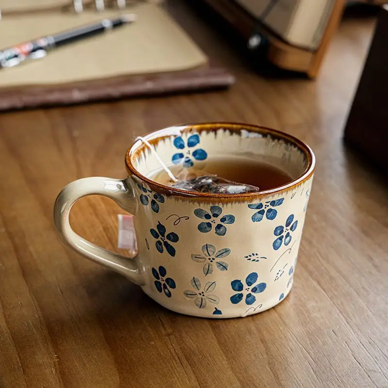 HYS high value flower retro coffee cup exquisite home drinking water office ceramic cup mug water cup