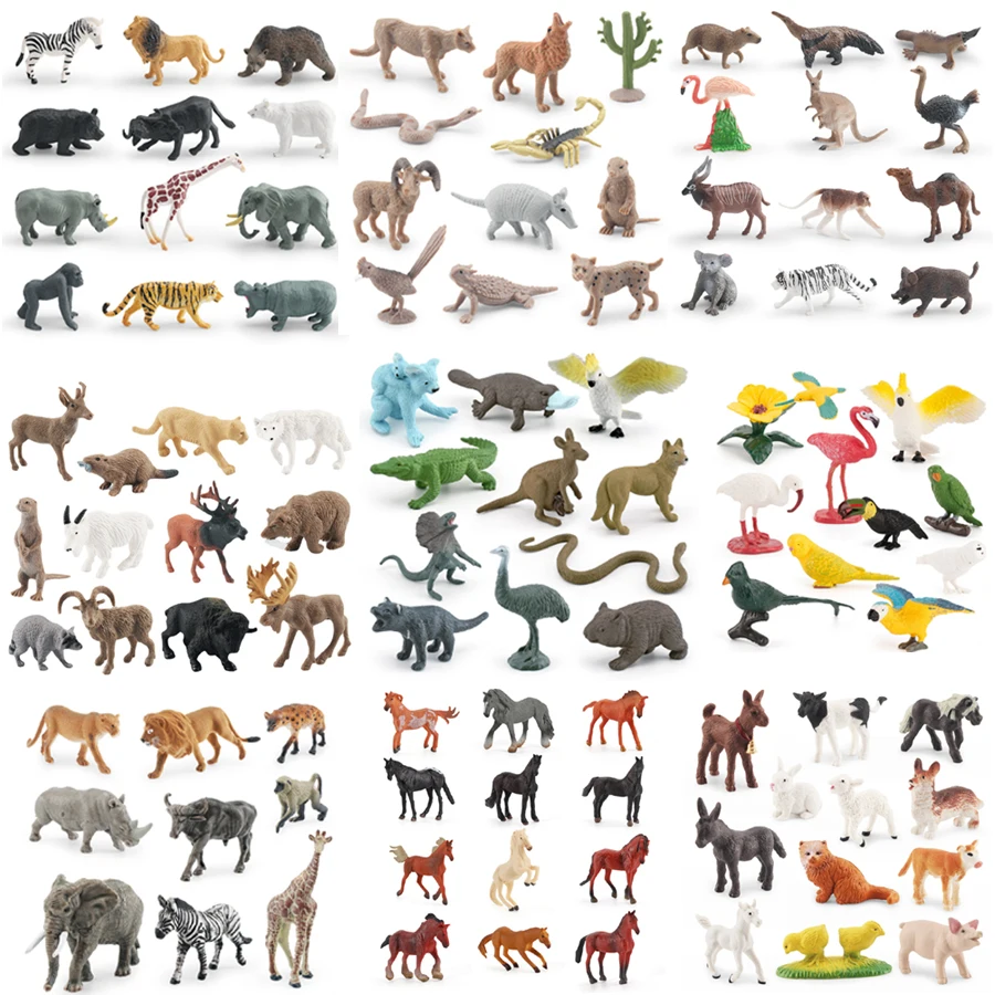 Figuras de Animales de Granja en Miniatura, Cachorros, Cocodrilos, Pegasos, Monos, Aves, Figuras de Animales Salvajes, Modelos de Animales, Juguetes Educativos para Niños