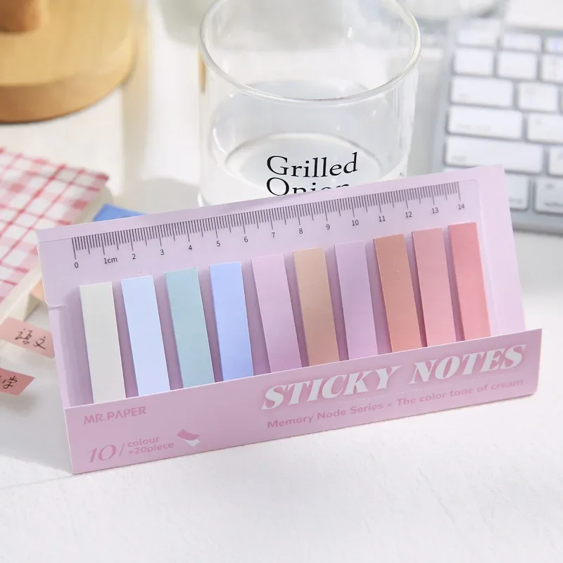 Morandi Sticky Tabs Ple, Index, Page Memo, Sticky Note, Page Marker, License Stickers, Office and School, 200 Pcs