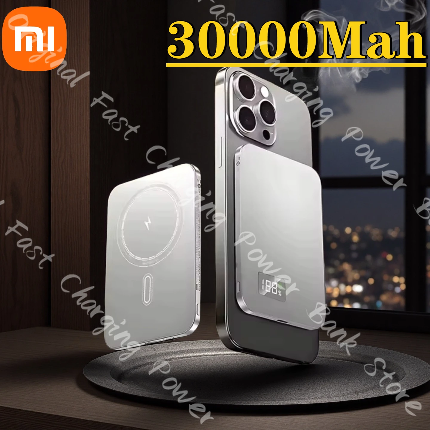 

Xiaomi 30000mAh Portable Ultra-Thin Metal Wireless Magnetic Power Supply Supporting PD25W Charging Suitable For Samsung IPhone