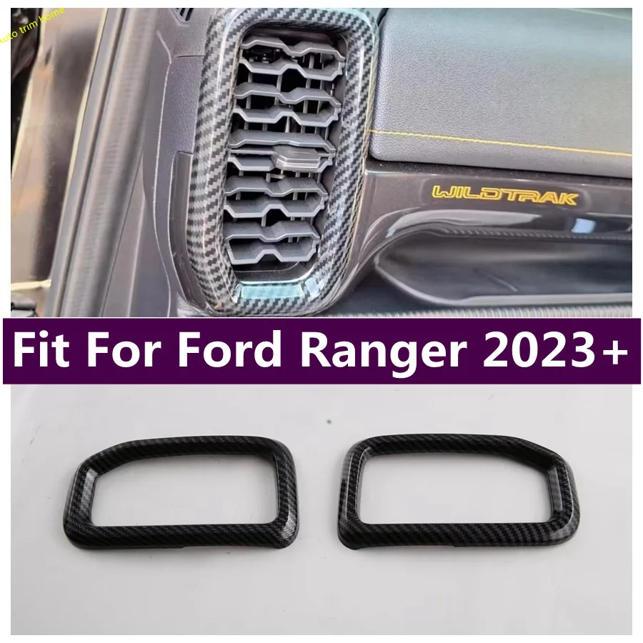 

Dashboard Side Air Conditioning AC Outlet Vent Decoration Frame Cover Trim For Ford Ranger 2023 2024 Carbon Fiber Accessories