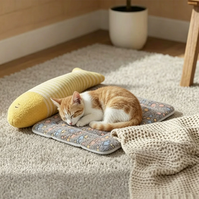 1pc Double-sided pet mat - Short plush pet bed - Cat - Dog - Cute pet mat - Blanket - Warm kitty mat - Cat sofa bed