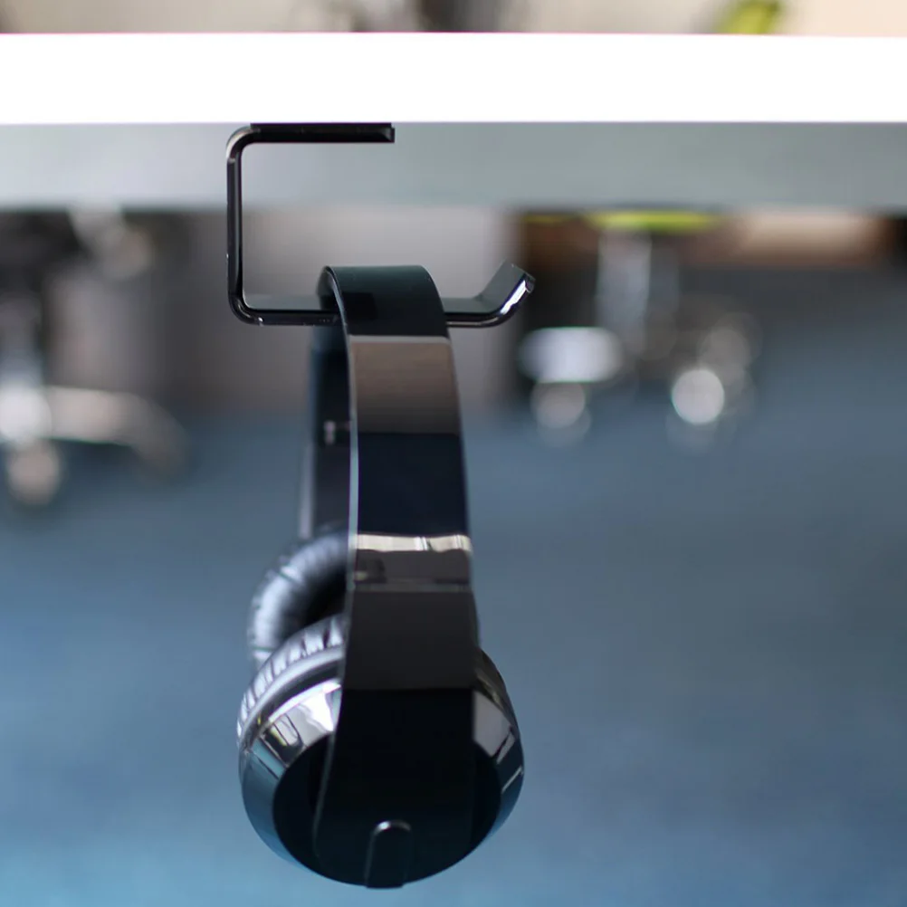 

Acrylic Headphone Hook Headset Holder Hanger Storage Rack Self-Adhesive Hanging Mount Black Sturdy Universal For Office