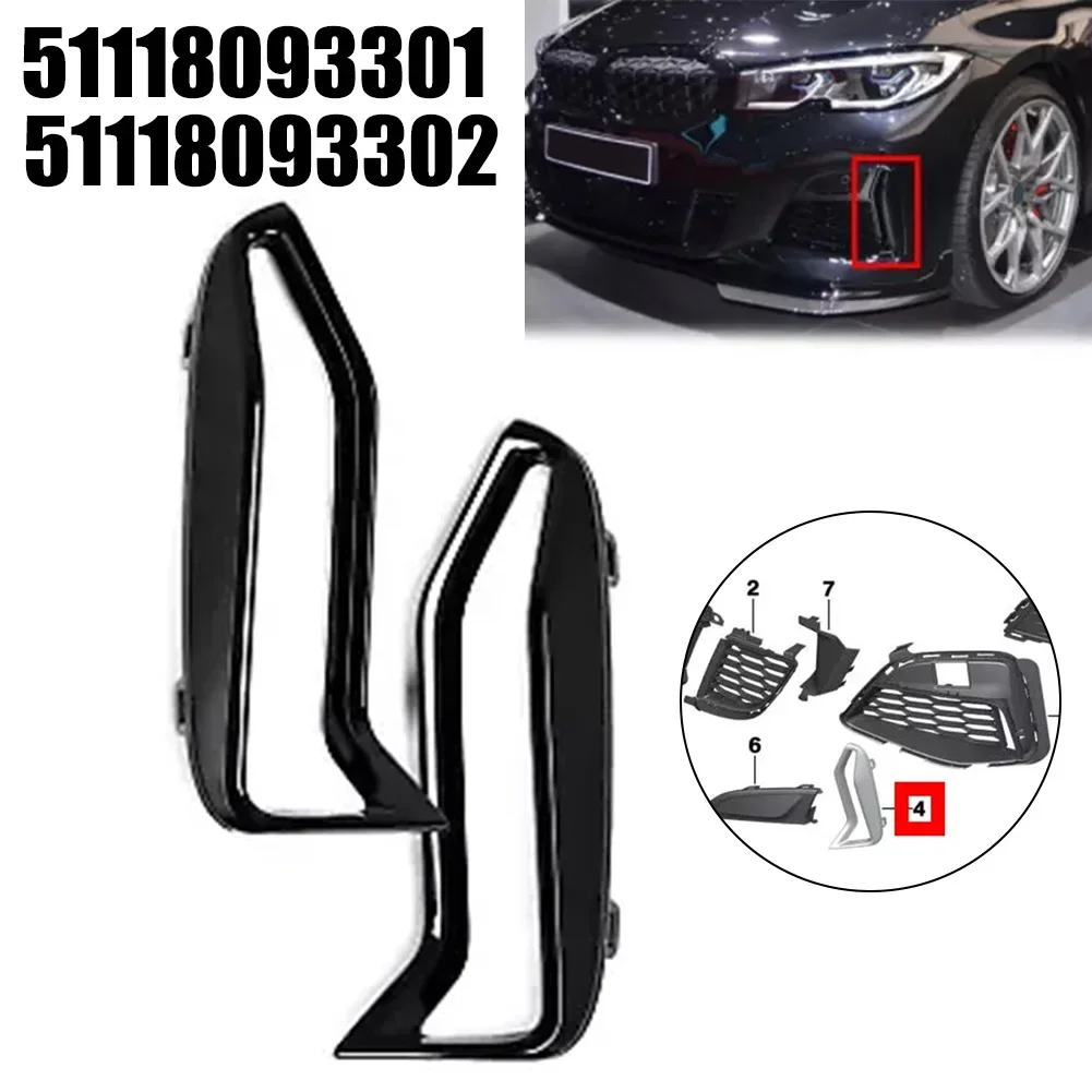 1Pair For BMW 3\' G20 G21 M340i 51118093301 51118093302 Front Bumper Fog Light Grill Trim Cover Left Right Side ﻿