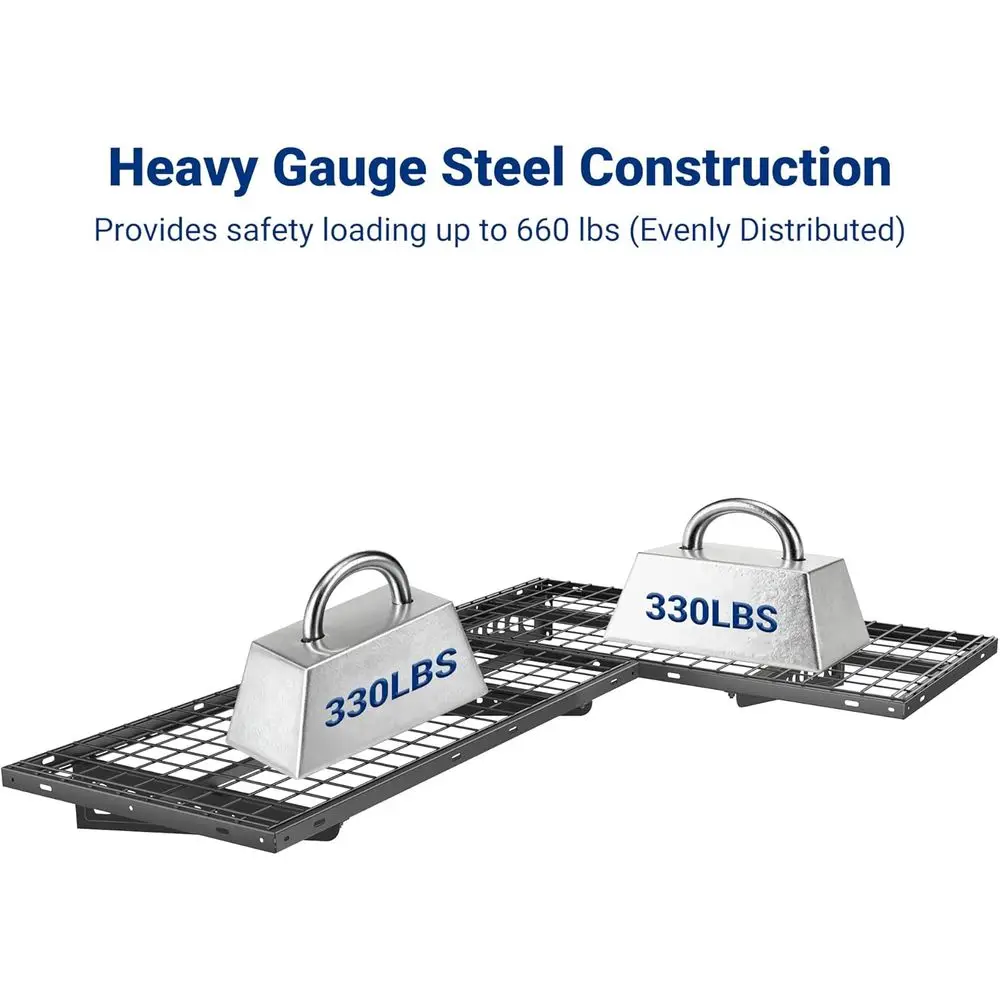 رفوف حائط زاوية 2 × 4 أقدام من سلسلة Pro، أرفف عائمة مقاس 24 × 48 بوصة، سعة 660 رطل، وحدة تخزين جراج سوداء #4