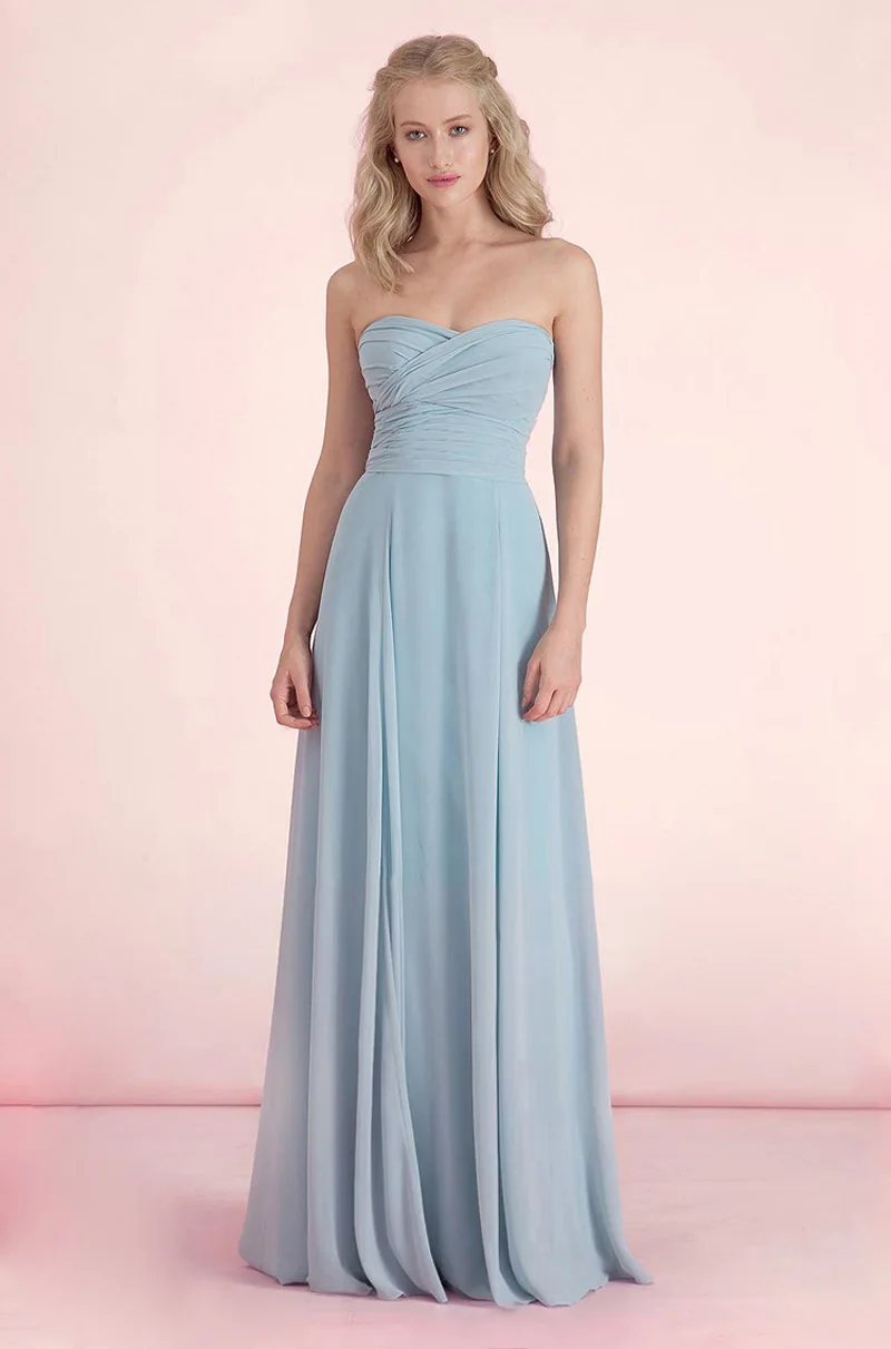 Nach Maß DIY Lange Brautjungfer Kleider Chiffon Rosa Blau Gelb Korallen Boden-Länge Vestido Hochzeit Party Prom Kleid Frauen kleid