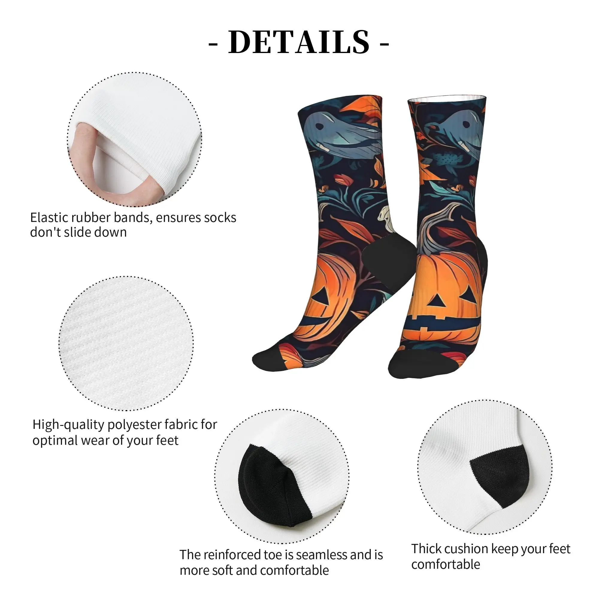 Happy Halloween Pumpkin And Cute Ghost Stockings  Design Trendy Socks Autumn Anti Skid Socks Men's Climbing Soft Socks