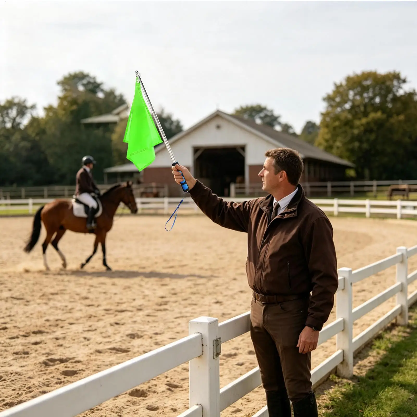 馬の訓練用具-4点セット-ポータブル-伸縮式旗竿付き-乗馬審判旗-乗馬者用-屋外クラブ乗馬用