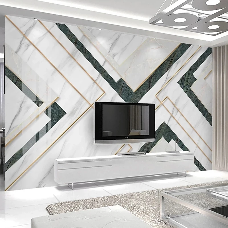 Customized Mural 3D Geometric Marble Wallpaper Modern Bedroom Living room sofa TV background wall restaurant study Hotel photo