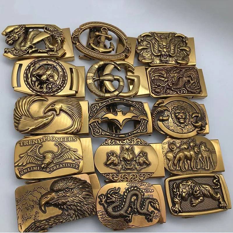 

Vintage Animal Imitation Copper Men's Belt Buckle Alloy Gold Automatic Buckle Head High-grade Fashion Style