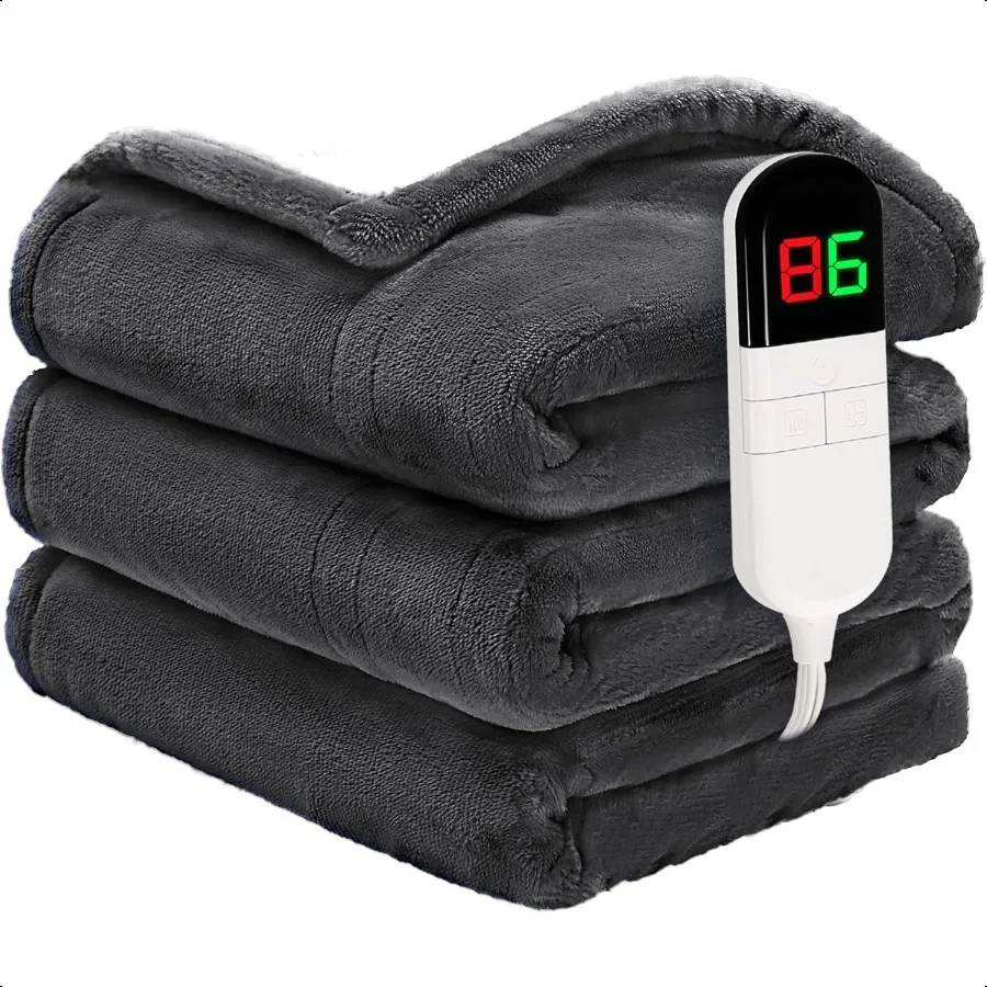 

Одеяло с подогревом 50 × 60 Уютное мягкое электрическое одеяло премиум-класса с 6 уровнями нагрева Фланелевое одеяло из шерпа с быстрым нагревом для кровати