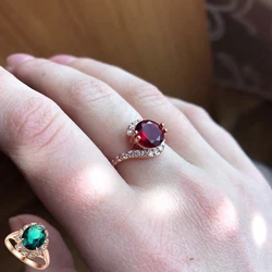 Double Fair New Fashion Design Rose Gold Color Big Zircon Crystal Stone Bend Rings For Women Engagement Jewelry Gift DFR389M