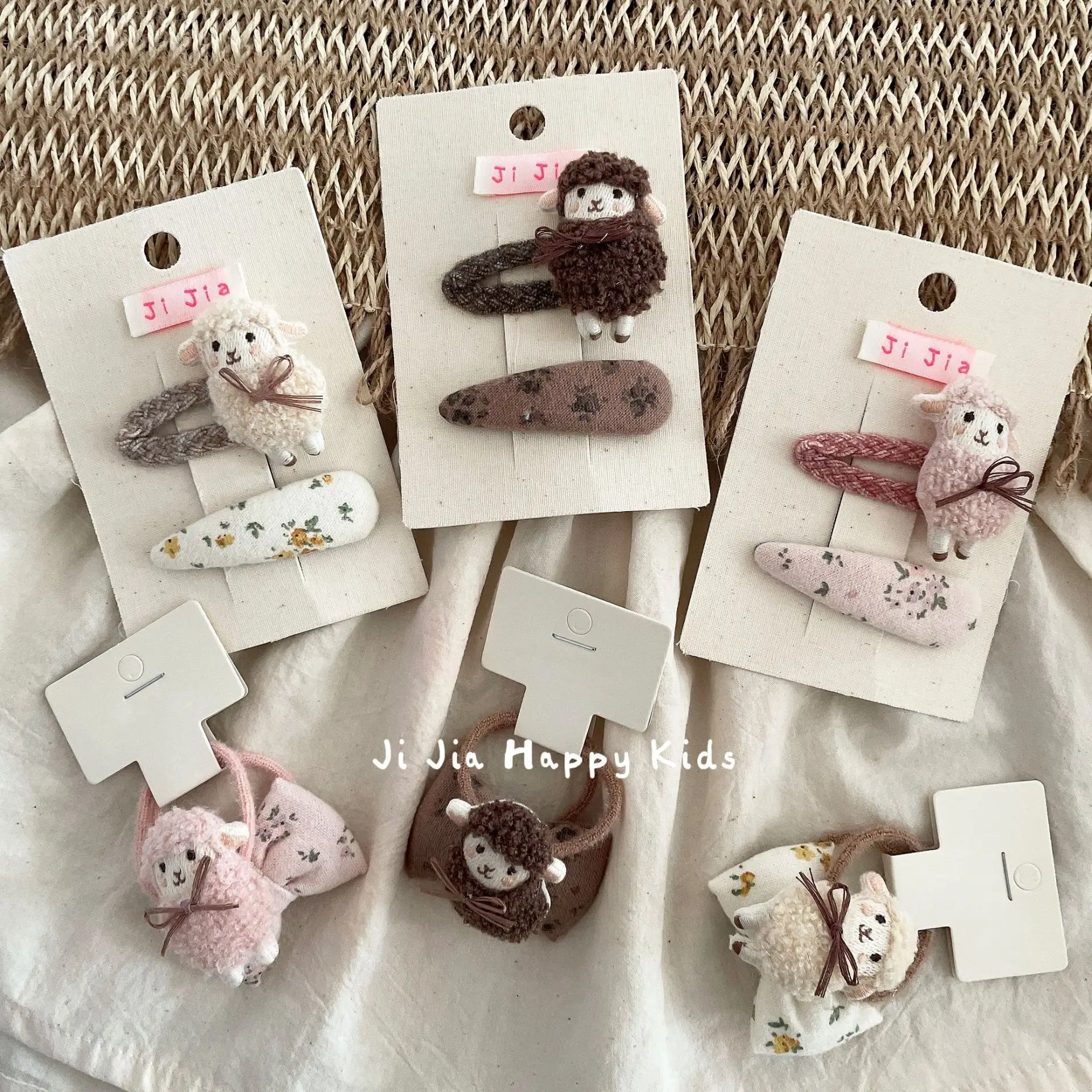 Hair Ties Hair Clips Plush Lamb Floral Water Drop BB Clip Elastic Bow Kids Multicolor Fabric Standard Size Lightweight Daily Use