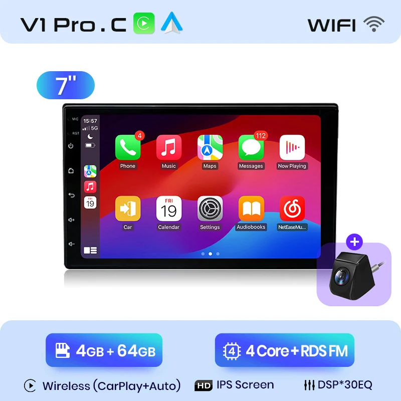Junsun 7 9 10 "Android 2 Din Universele Autoradio Radio Multimedia Speler CarPlay Auto Intelligente Systemen GPS navigatie BT DSP