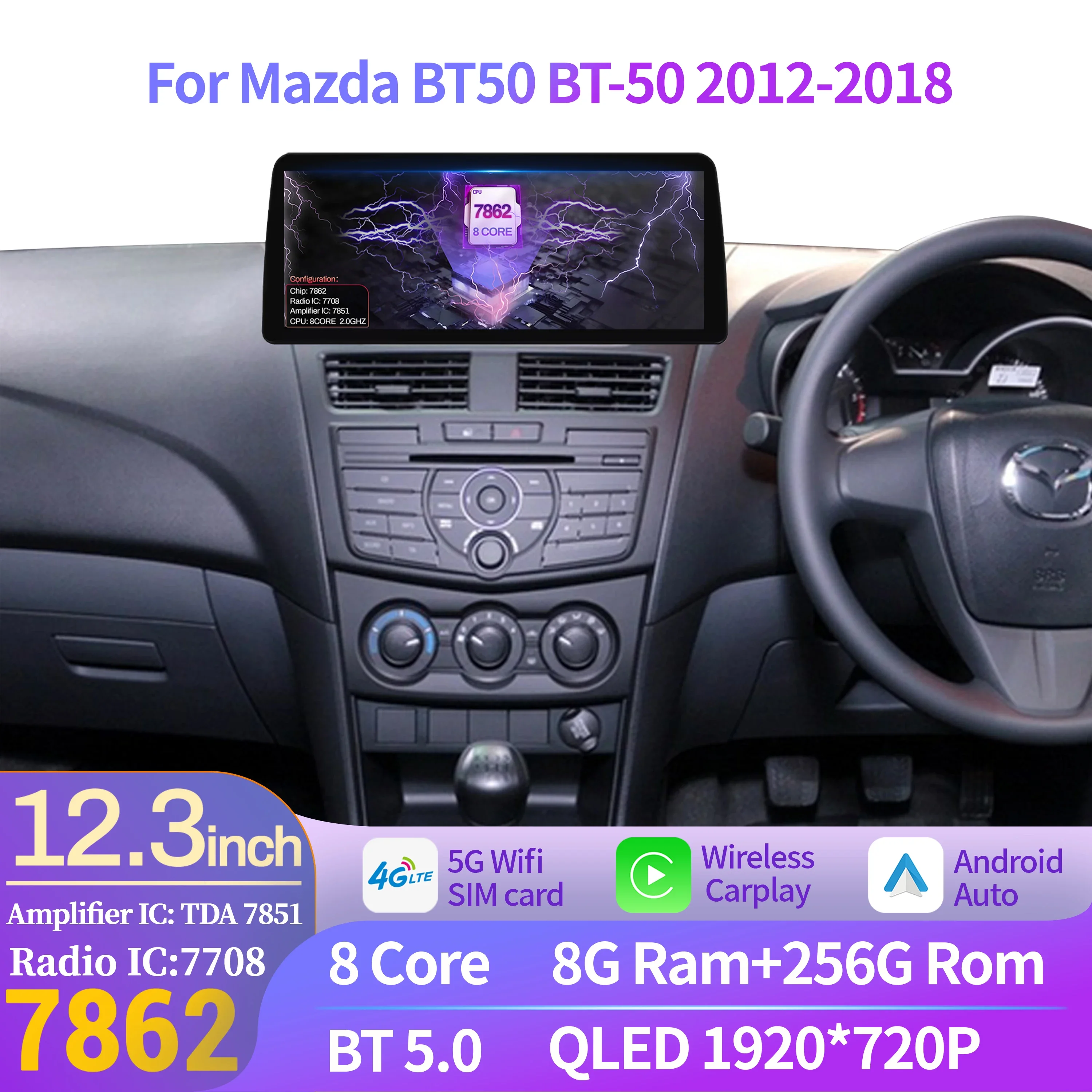 

12.3 inch Android 14 For Mazda BT50 BT-50 2012-2018 Multimedia CarPlay Car Radio Auto Navigation 4G GPS Stereo Touch Screen