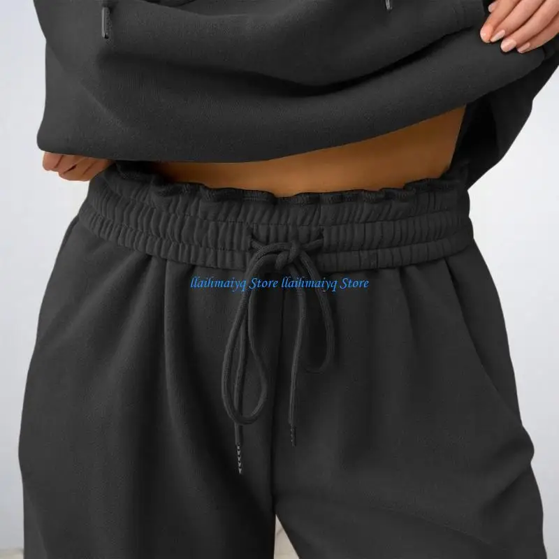 573B Casual Women's Sweatsuit with Hooded Top and Pants for Loungewear and Exercise